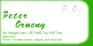 peter ormeny business card